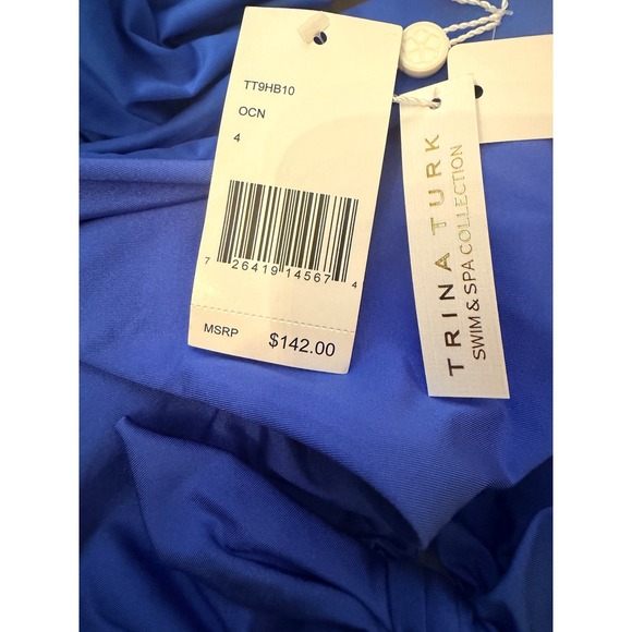 Trina Turk Ocean Blue Knot Front One Piece Swimsuit Size 4 NWT - Picture 3 of 5